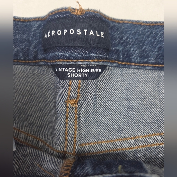 Aeropostale Vintage High Rise Shorty Womens Blue Jean Shorts EUC Size 6 - Picture 3 of 8